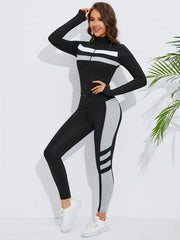 Striped Long Sleeve Top & Trousers for Fitness
