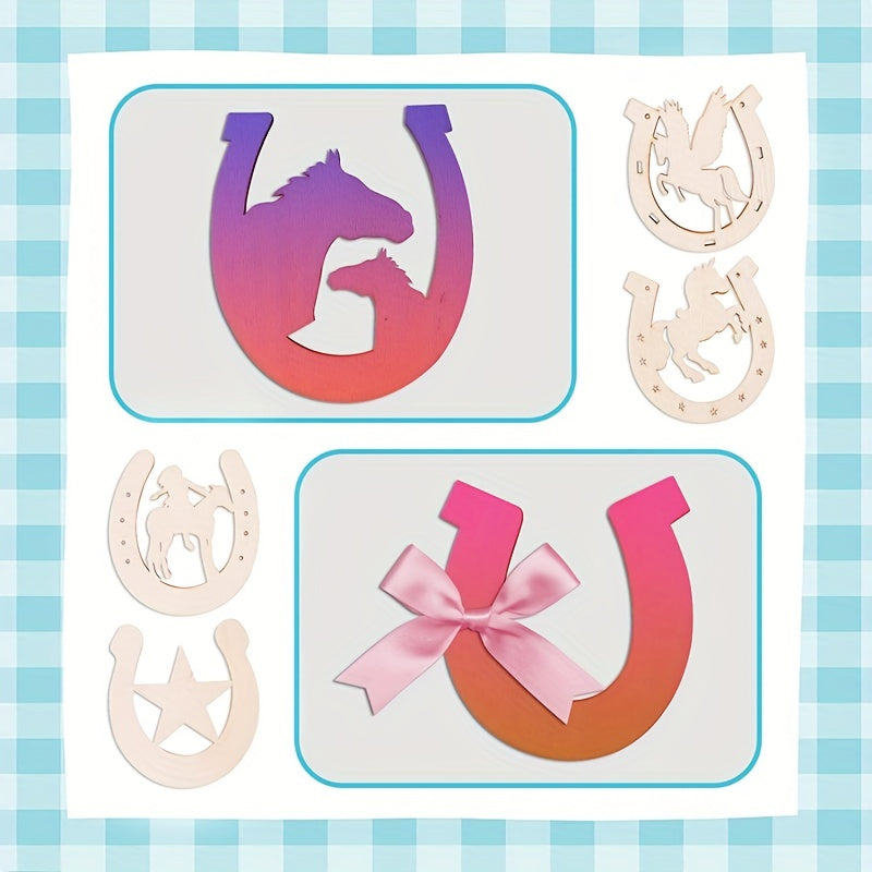 36pcs Horseshoes Wooden Cutouts Variety Pack Kids DIY Crafts & Home Decoration
