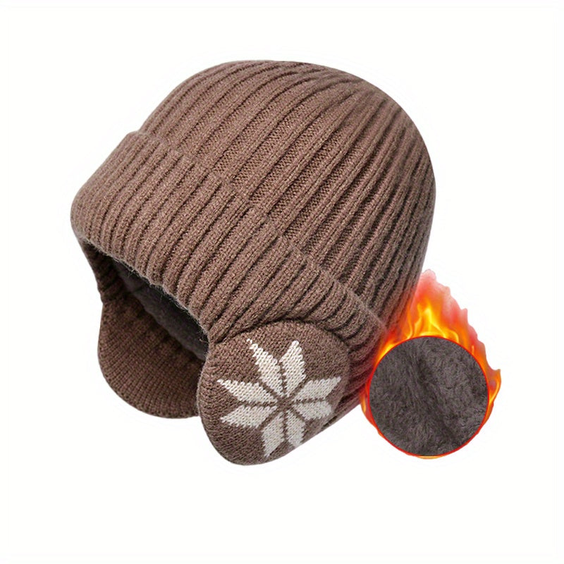 Men's Thickened Windproof Knitted Hat Winter Warm Beanie Cap Ear Warmer