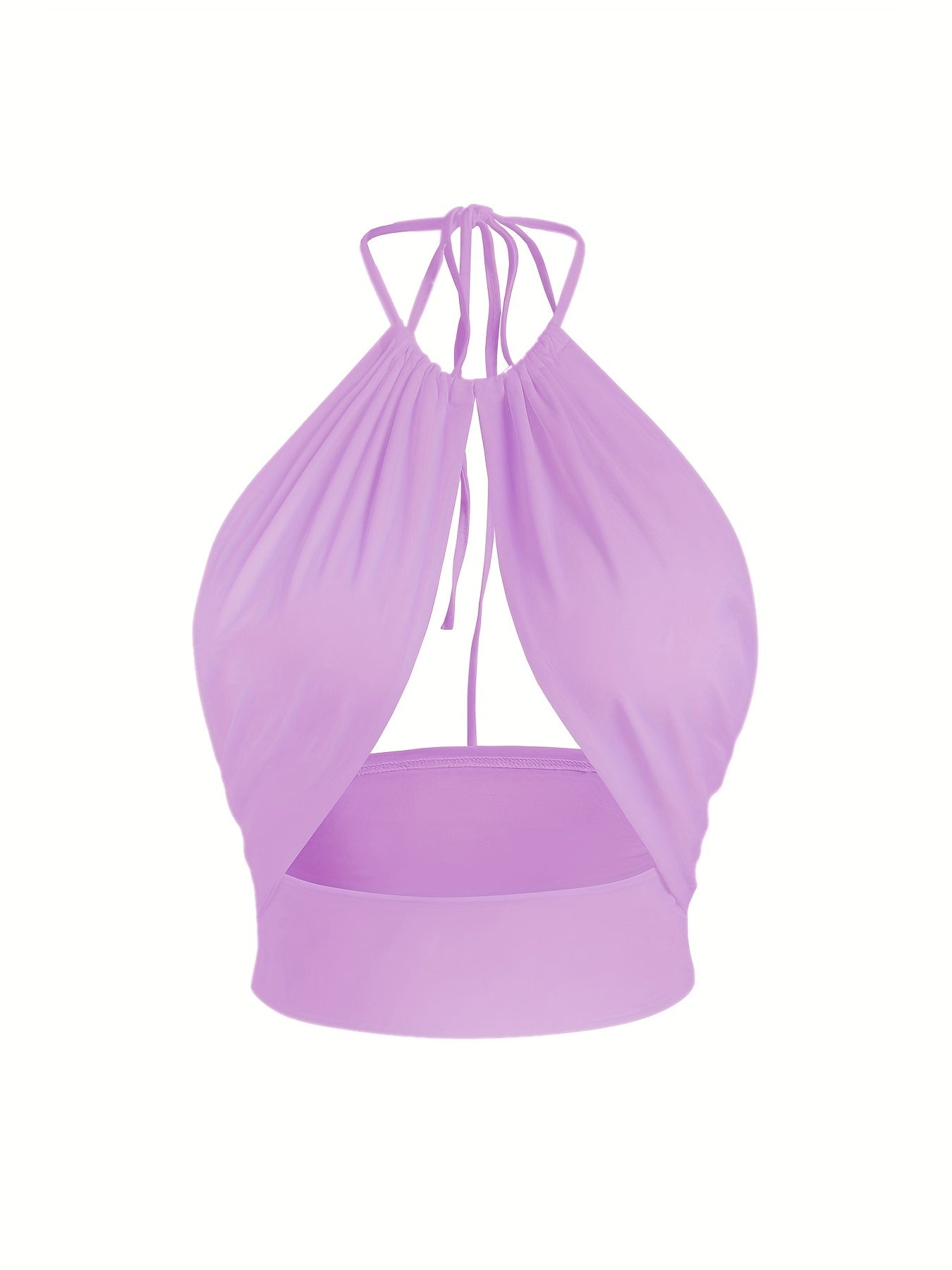Women Halter Crop Top V Neck Tie Back Camisole Tank Tops