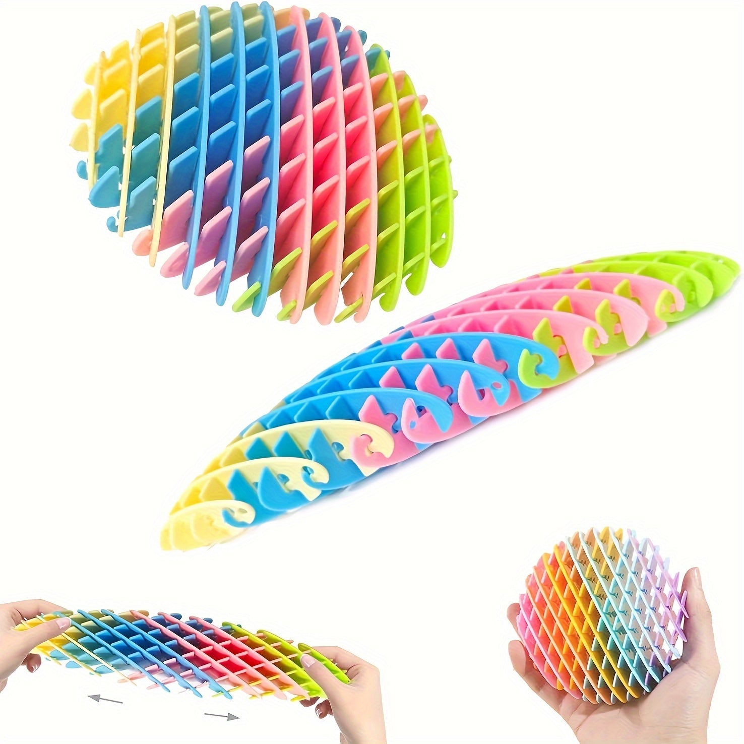 1pc Multicolor Plastic Fidget Worm Toy Sensory Stress Relief Pocket Fidget