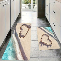 Beach Element Heart Print Rug Romantic Warm Mat