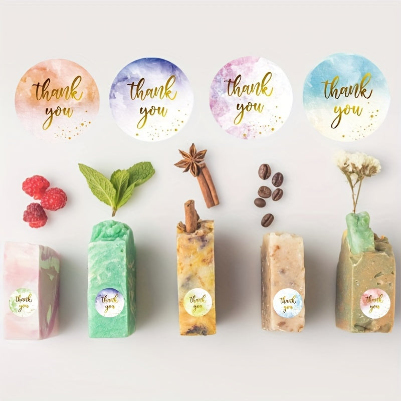 500pcs Colorful Thank You Sticker Seal Roll Paper Packaging Decoration Label