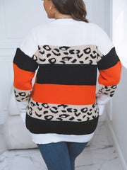 Colorblock Leopard Print Round Neck Jumper