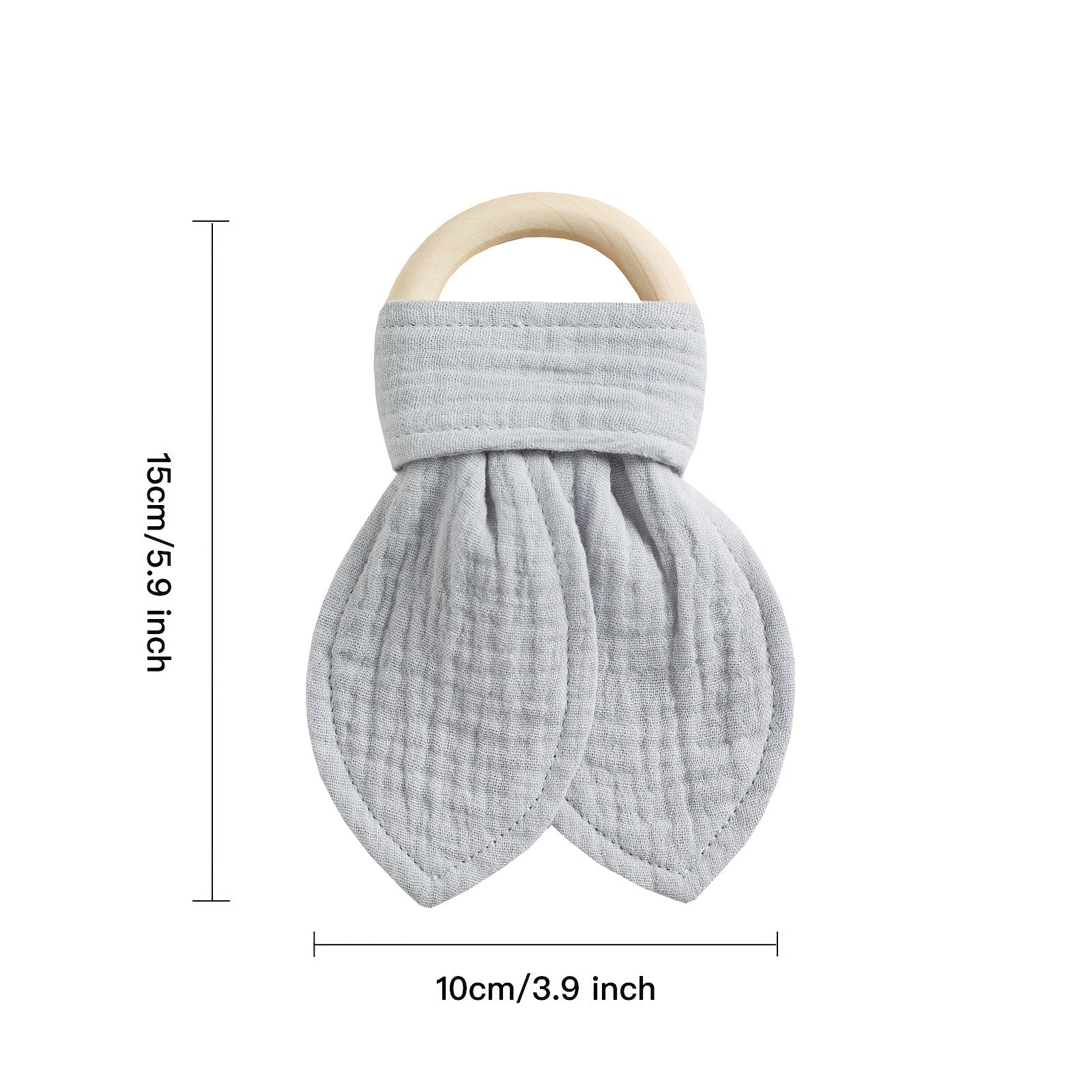 Baby Comforting Blanket Teether 100% Cotton Maple Wood Toy