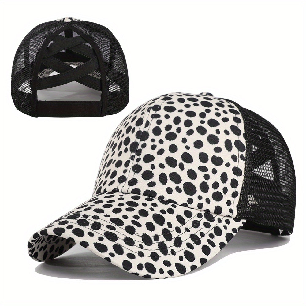 Leopard Cow Pattern Print Trucker Hat Mesh Baseball Cap Adjustable Dad Hat