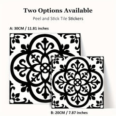 12pcs Moroccan Ethnic Pattern Tile Stickers Flower Tile
