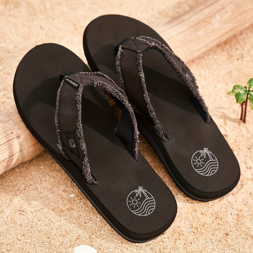 Men's Distressed Canvas Arch Support Flip Flops
