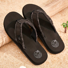 Men's Distressed Canvas Arch Support Flip Flops