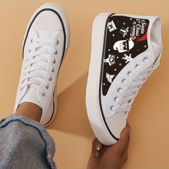 Christmas Cartoon Print High Top Canvas Sneakers