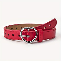 Love Heart Buckle PU Leather Belt
