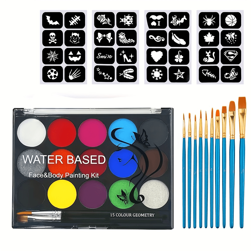 15-color Water Soluble Body Paint - Quick Drying Fluorescent Colors