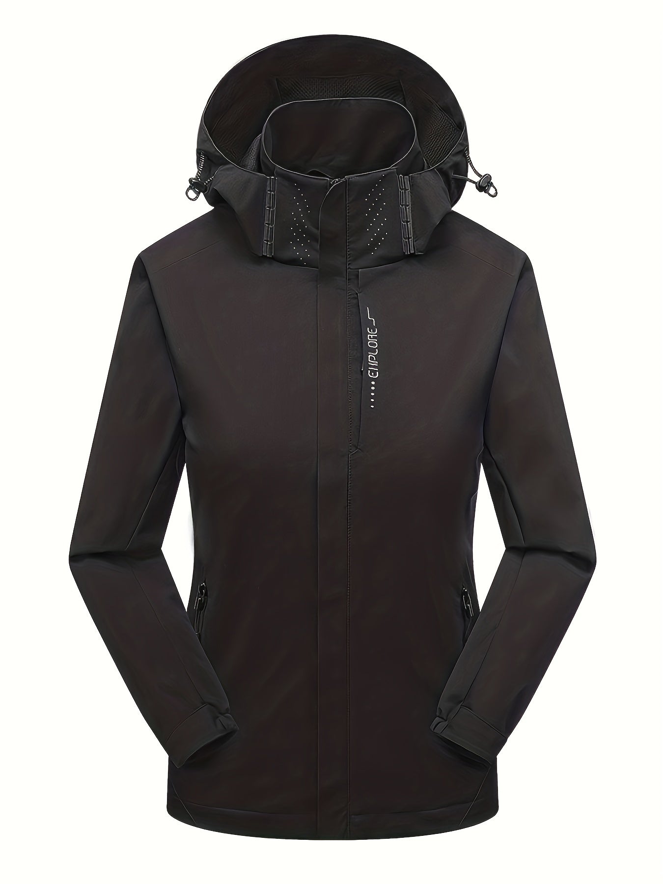 Rainproof Detachable Outdoor Jacket Zipper Pockets Hooded Jacket
