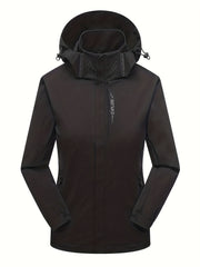 Rainproof Detachable Outdoor Jacket Zipper Pockets Hooded Jacket