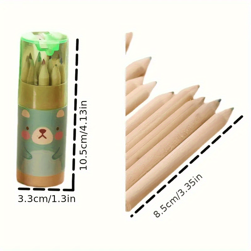 Bear Pencils Creative Stationery 8 Colored Pencils Long with Cover And Sharpener