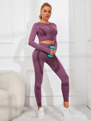 Seamless Long Sleeve Top and Leggings Set for Women