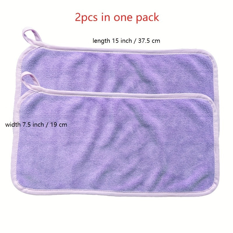 2pcs Light Purple Small Towel For Hands Soft Absorbent Microfiber with Loop