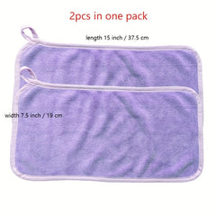 2pcs Light Purple Small Towel For Hands Soft Absorbent Microfiber with Loop