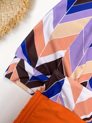 Geometric Print Plus Size Tankini Set