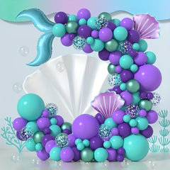 118pcs Mermaid Party Decoration Mermaid Tail Balloon Purple Paper Scrap Balloon