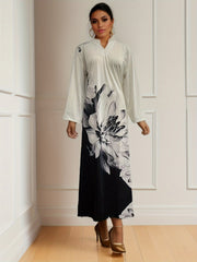 Women's Floral Print Maxi Dress with Pockets