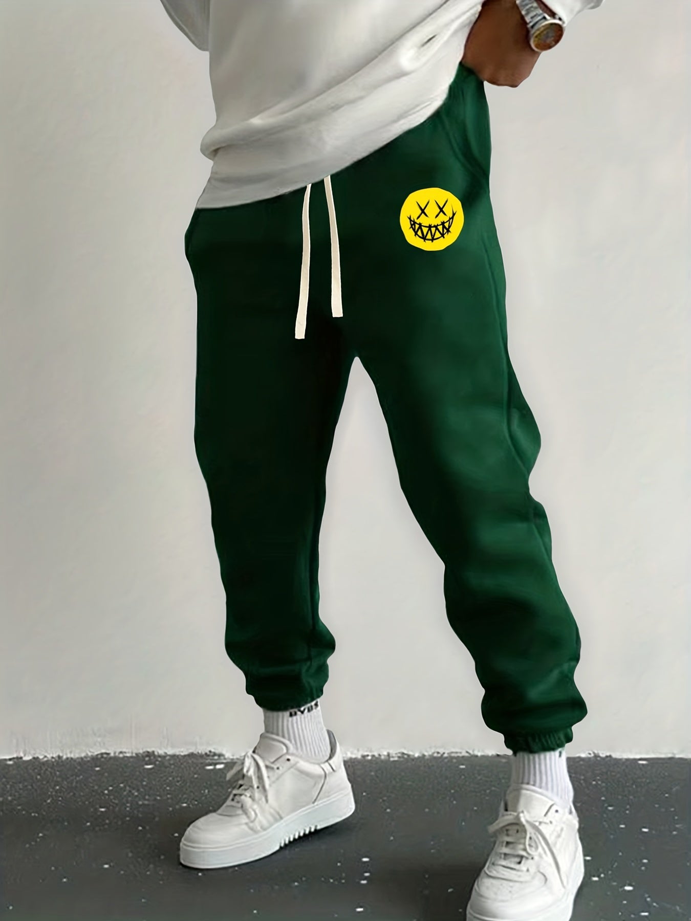 Smile Face Drawstring Sweatpants Loose Fit Joggers For Spring Autumn