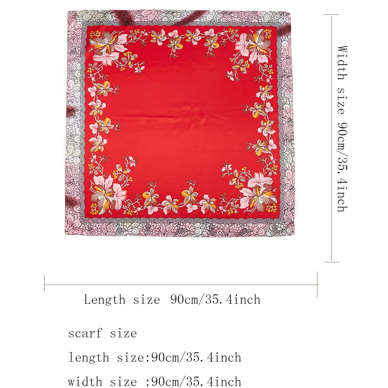 Ladies Silk Scarf Leaves Flowers Fruit Retro Warm Shawl