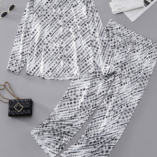 Print Long Sleeve Shirt & Pants Set