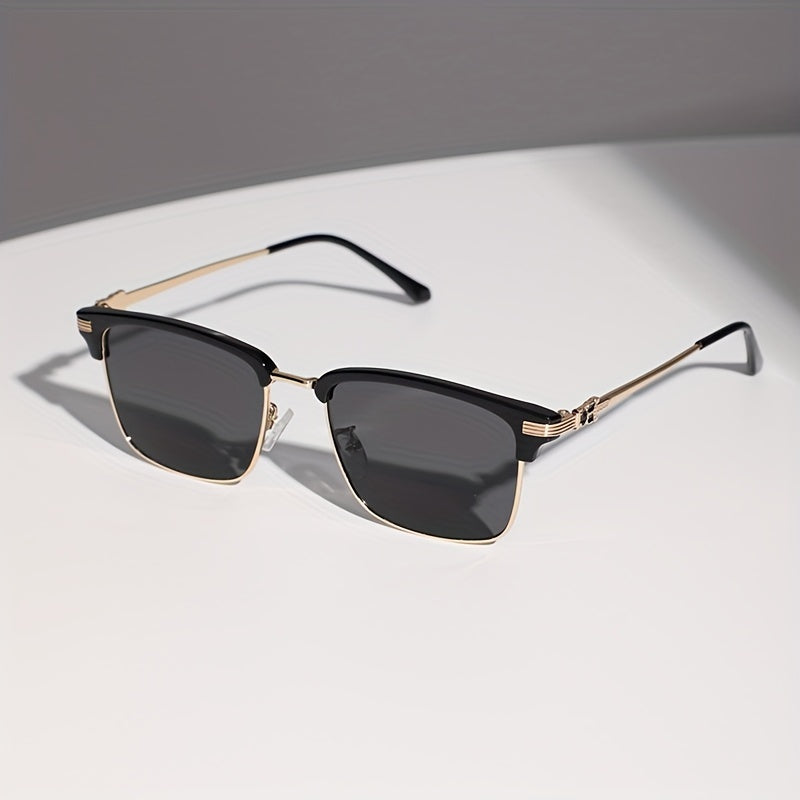 Square Frame Sunglasses Thin Metal Temple Glasses UV400