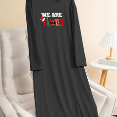 Christmas Lounge Dress Women's Plus Christmas Letter Graphic Long S