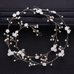 Faux Pearl Flower Head Piece Bridal Headband