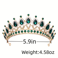 Green Crystal Bridal Jewelry Set Party Rhinestone Tiara Necklace Earrings
