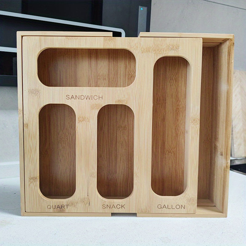 Bamboo Zipper Bag Storage Box 6-In-1 Fresh Keeping Organizer