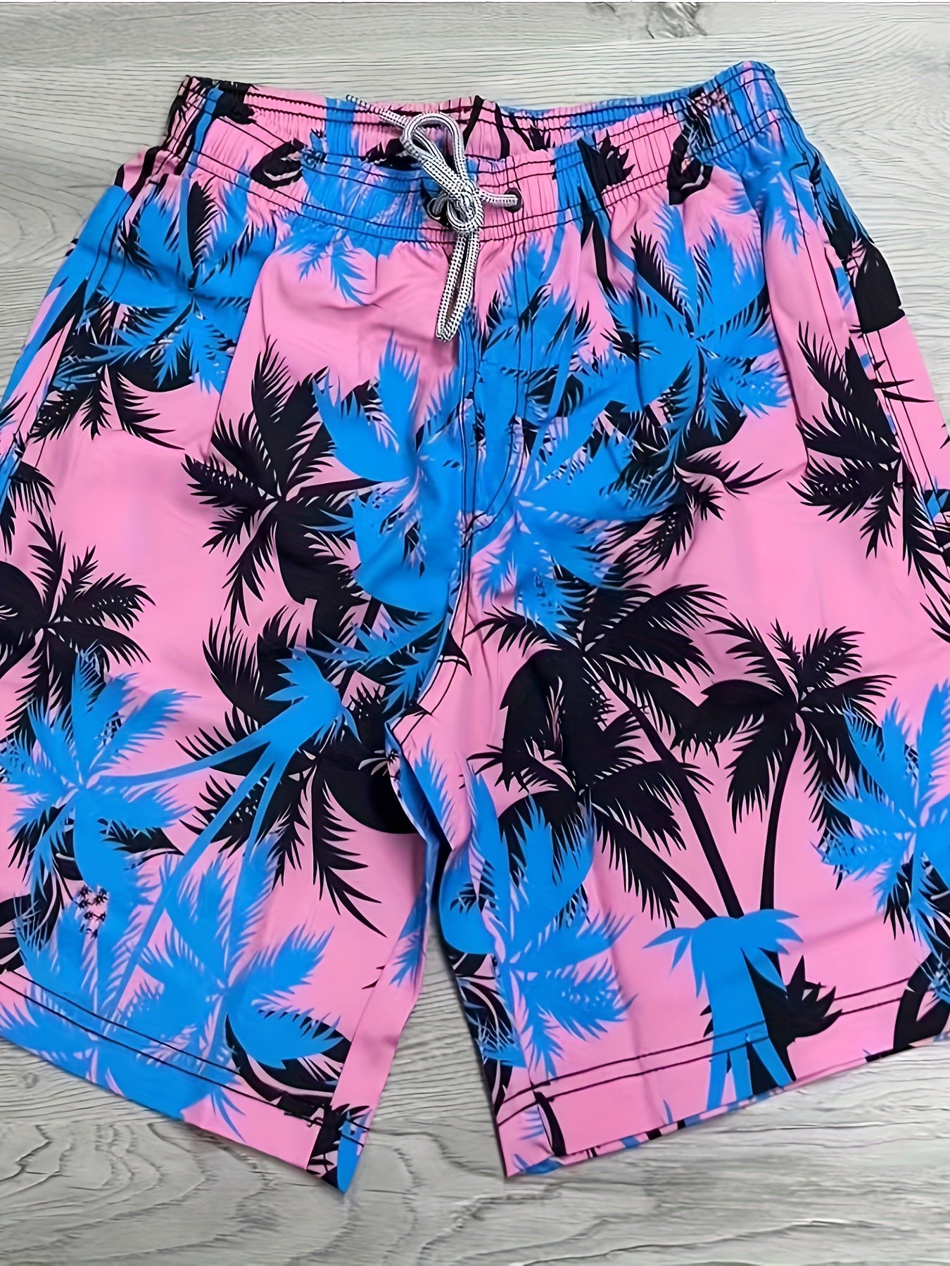 Palm Trees Tie Dye Gradient Print Shorts Summer Pool Beach Lounge Shorts