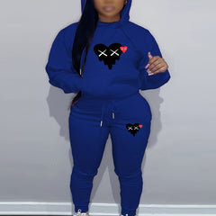 Heart Graphic Hoodie & Joggers Set