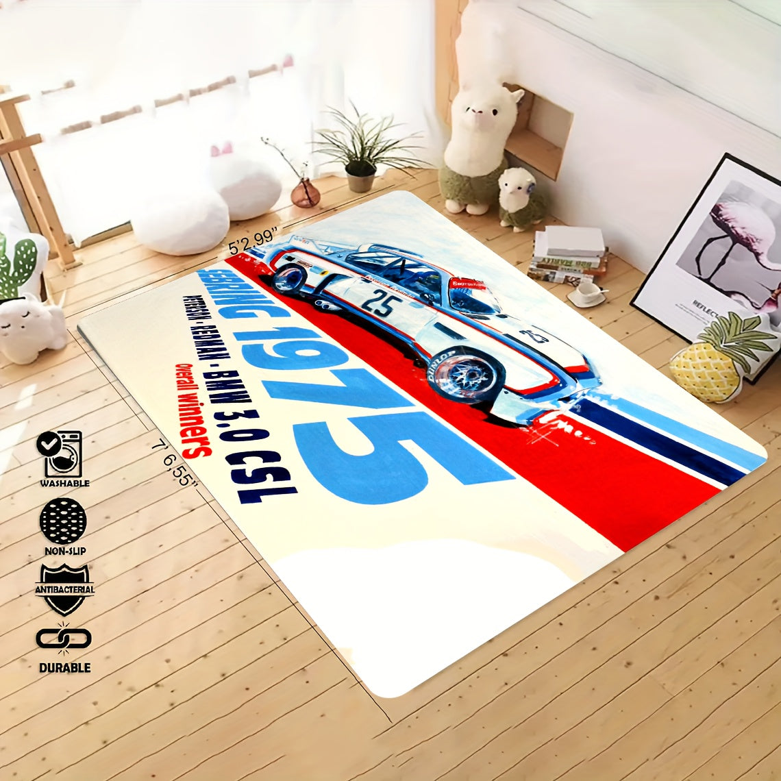 1pc Racing Pattern Carpet Home Kitchen Area Rug Non-slip Foot Mat
