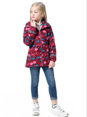 Girls Breathable Lightweight Waterproof Windproof Hooded Jacket