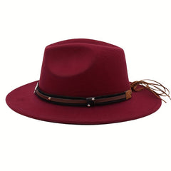 Men's Cowboy Hat Cow Head Top Hat Belt Buckle Jazz Hat Felt Fedora Hat