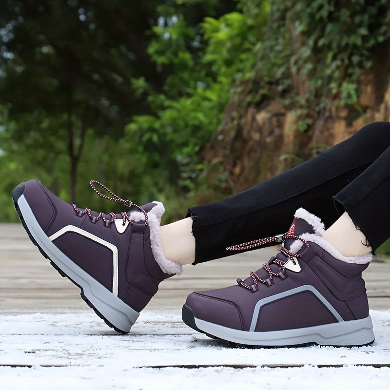 Women's Winter Hiking Shoes Plush Inner Thermal Non slip Walking Shoes