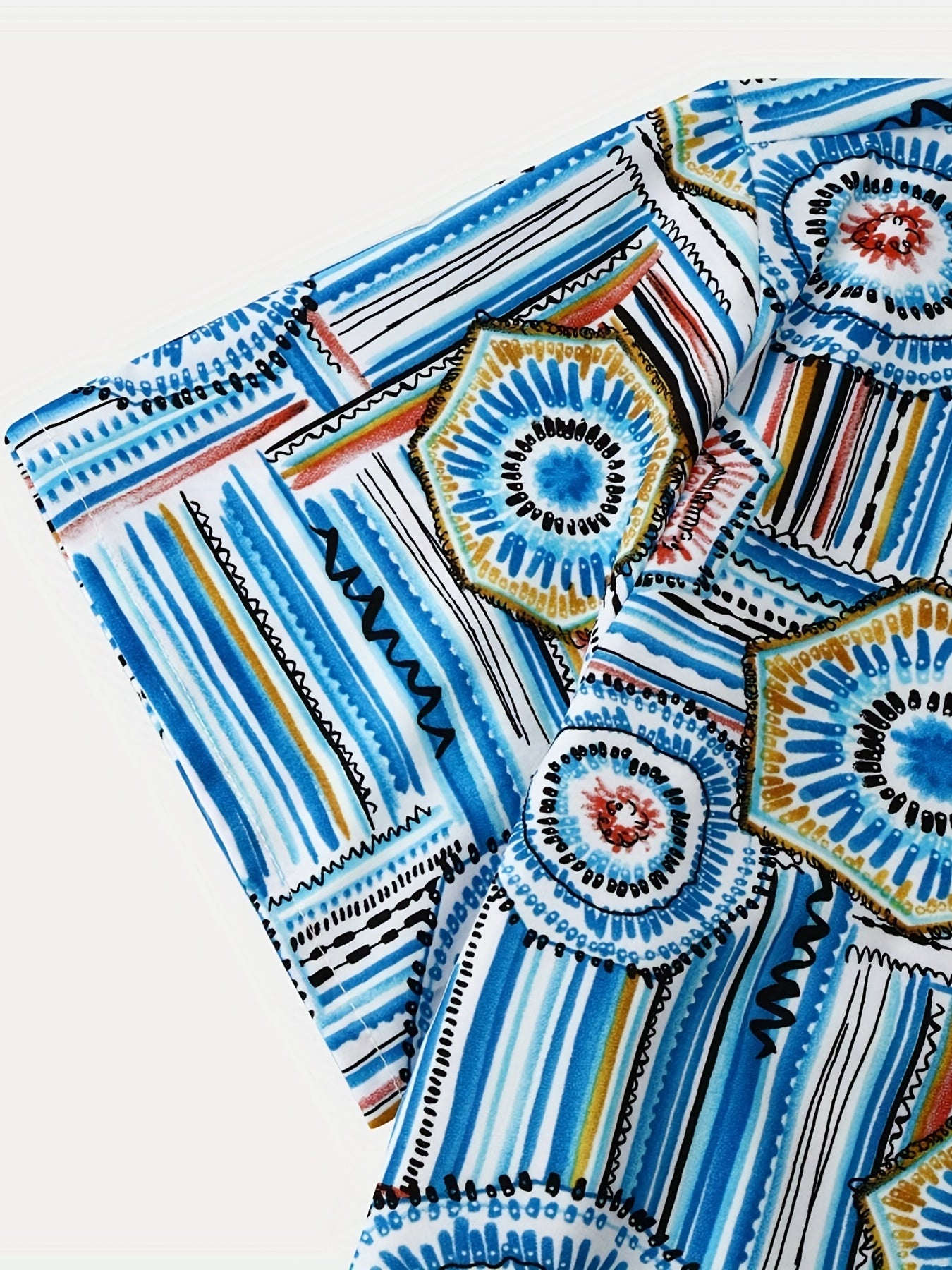 Geometric Print Men s Short Sleeve Hawaiian Shirt For Vacation