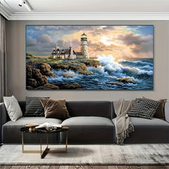 DIY Sea Diamond Painting Kits Lighthouse Full Rhinestone Embroidery Cross Stitch