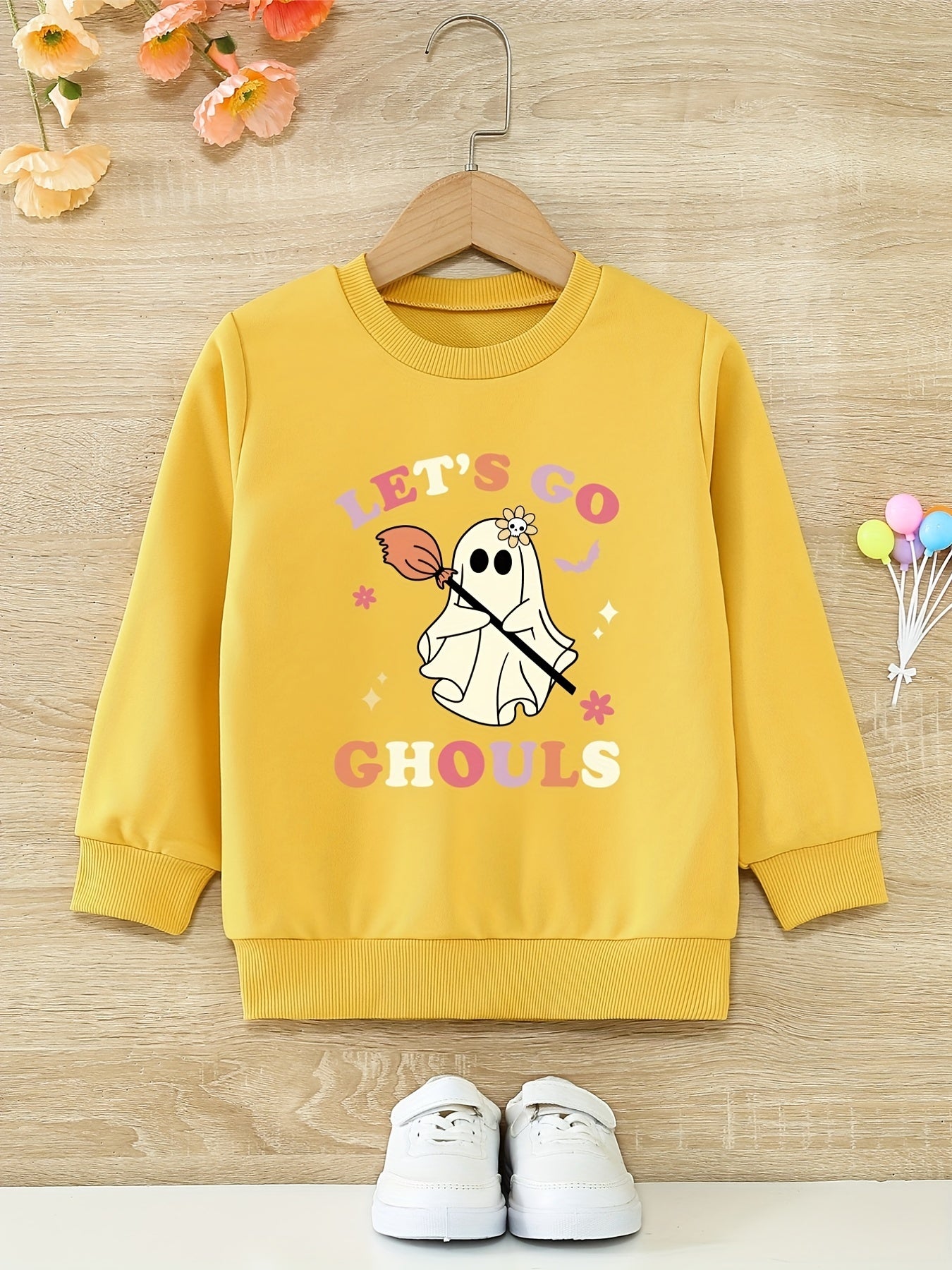 Go Chouls Ghost Graphic Halloween Girls Sweatshirt