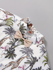 Boys Trees And Animals Shirt & Shorts Set for Summer Beach Vacation