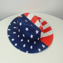 American Flag Fedora Hat Sunshade 22in Wide Brim for Party Meeting