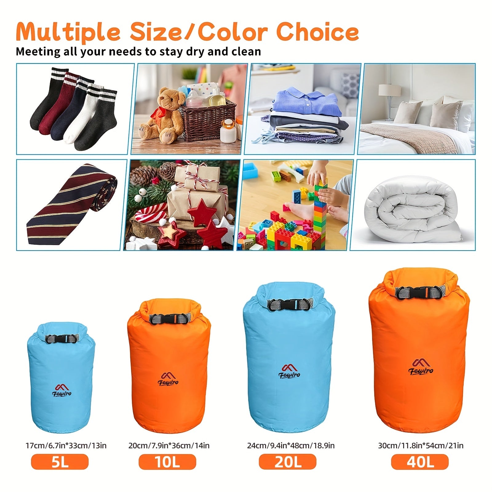 Waterproof Dry Bag 5L 10L 20L 40L for Kayaking Gym Hiking Swimming