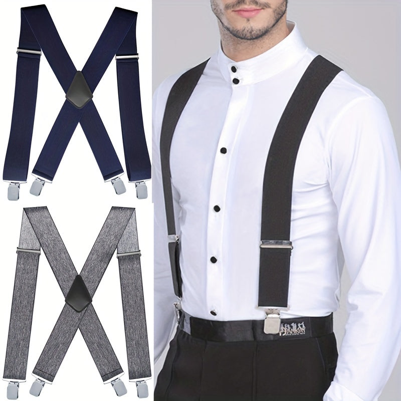 Men's Adjustable Elastic Suspenders Braces Heavy Duty Clip