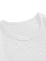Ribbed Round Neck Long Sleeve T shirt for Women