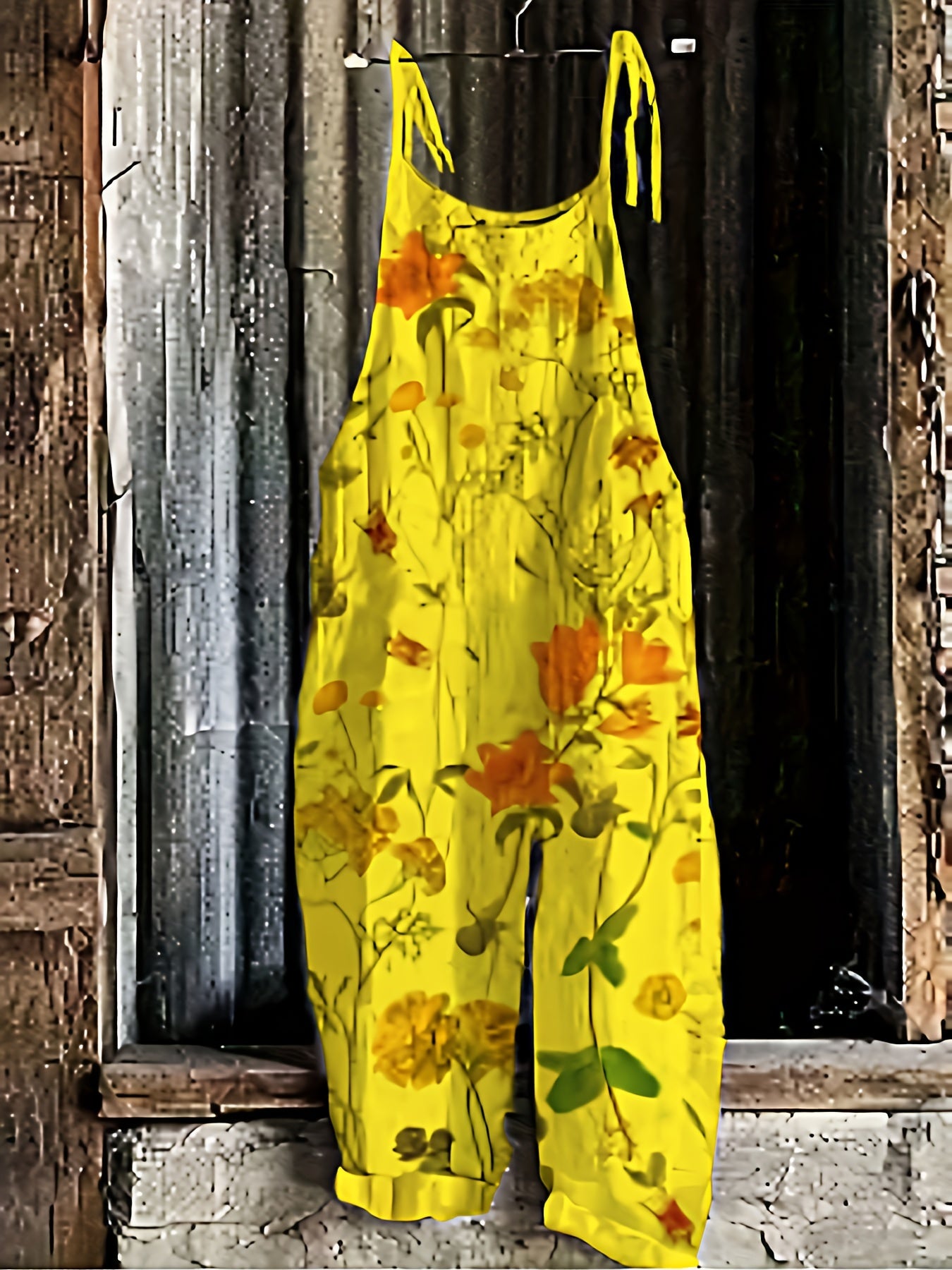 Floral Print Tie Shoulder Jumpsuit