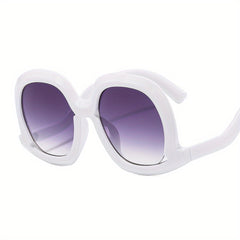 Oversized Round Frame Sunglasses Gradient Lens UV400