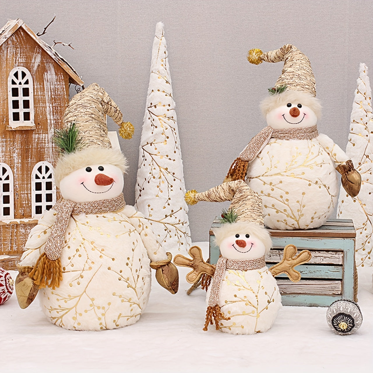 Snowman Doll Ornament Plush Pointed Hat Christmas Tree Decoration